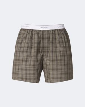 Calvin Klein Owen Checked Cotton-Blend Boxers - Gray