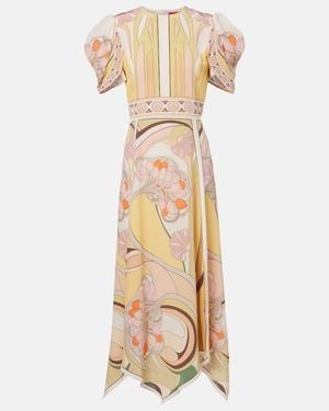 La DoubleJ Cherie Floral Silk Midi Dress - Natural