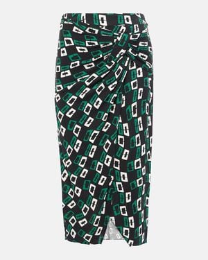Diane von Furstenberg Falda Midi Willow Estampada Fruncida - Verde