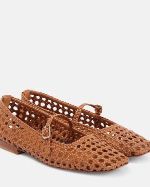 Souliers Martinez Paris Woven Leather Ballet Flats - Brown