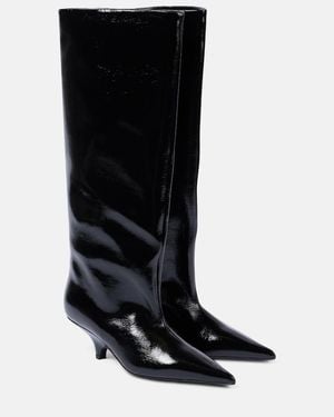 TOTEME Leather Pointed-Toe Knee-High Boots - Black