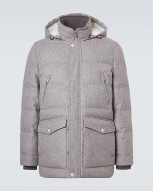 Brunello Cucinelli Wool Flannel Down Jacket - Grey