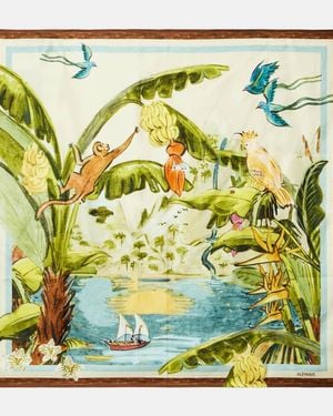 ALÉMAIS Printed Silk Satin Scarf - Green