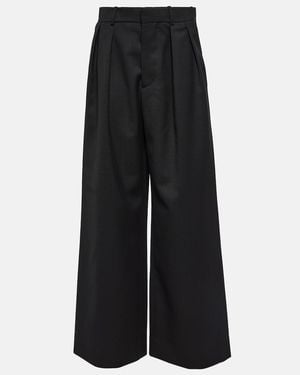 Wardrobe NYC Pleated Low-Rise Wide-Leg Wool Trousers - Black