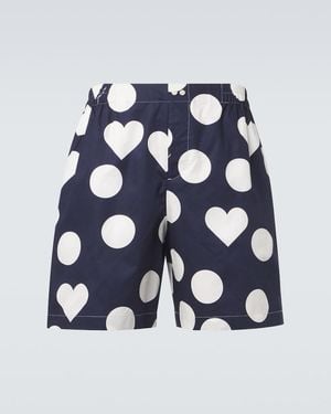Jacquemus Calecon Polka-Dot Cotton Poplin Shorts - Blue
