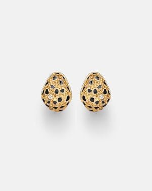 Yvonne Léon Lynx 9Kt Earrings With Citrines, Enamel, And Diamonds - White