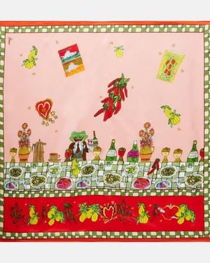 ALÉMAIS X Greg Sindel Contessa Printed Silk Scarf - Pink