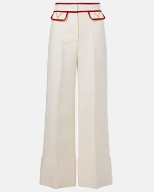 Valentino Crepe Couture Wide-Leg Pants - White