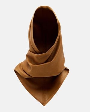 Nour Hammour Draped Leather Hood - Brown