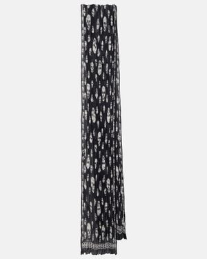 McQueen Skull Pleated Silk Scarf - Black