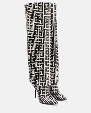 Balmain Botas Altas Ariel Con Monograma - Blanco