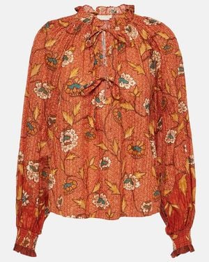 Ulla Johnson Kaitlyn Floral Cotton-Blend Blouse - Orange