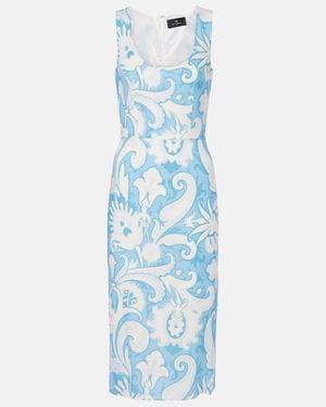 Etro Printed Midi Dress - Blue