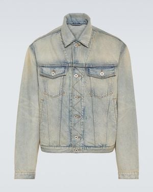 KENZO Drawn Varsity Embroidered Denim Jacket - Grey