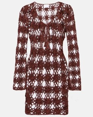 Anna Kosturova Crochet Cotton Minidress - Red