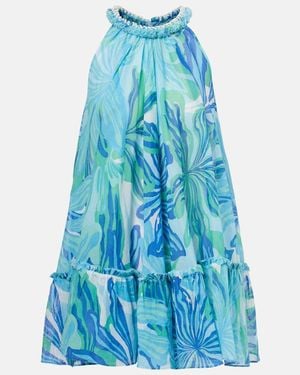 Poupette Cleo Printed Cotton Gauze Minidress - Blue