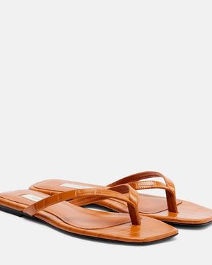 TOTEME Croc-Effect Leather Thong Sandals - Brown