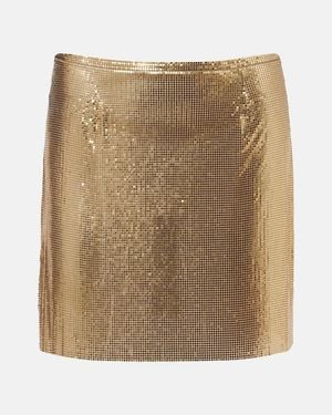 Rabanne Minirock Aus Metallic-Mesh - Natur