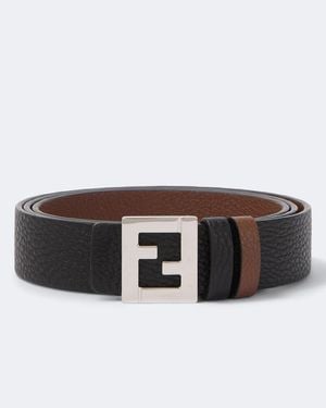 Fendi Ff Reversible Leather Belt - Brown