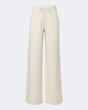 Moncler Wool, Cotton, And Cashmere-Blend Wide-Leg Pants - Natural