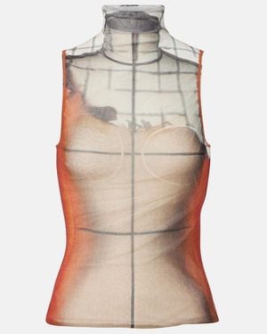 Jean Paul Gaultier Fire Tulle Top - Natural