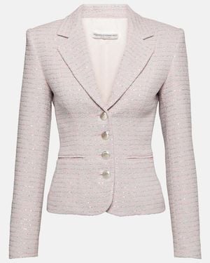 Alessandra Rich Sequined Single-Breasted Tweed Blazer - Pink