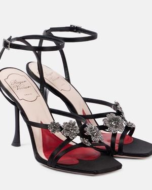 Roger Vivier I Love Vivier Flower 100 Satin Sandals - Black
