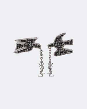 Saint Laurent Cassandre Crystal-Embellished Earrings - Metallic
