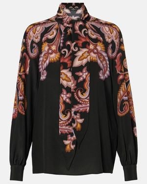 Etro Printed Crepe De Chine Blouse - Black