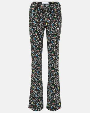 Rabanne Printed High-Rise Crepe Trousers - Blue