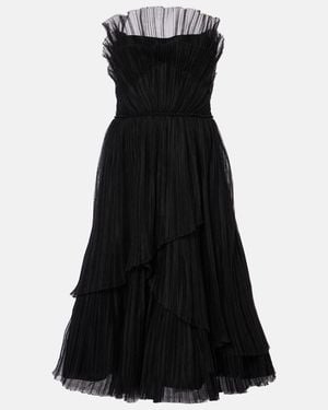 Costarellos Dorea Plisse Tiered Cocktail Dress - Black