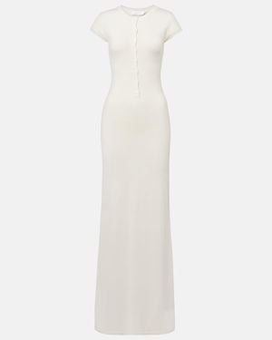 AYA MUSE Caden Knitted Silk-Blend Maxi Dress - White