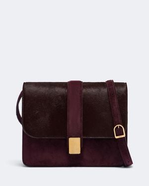 KHAITE Blake Medium Calf Hair Crossbody Bag - Purple