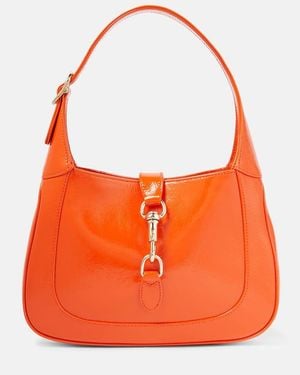 Gucci Jackie Small Patent Leather Shoulder Bag - Orange