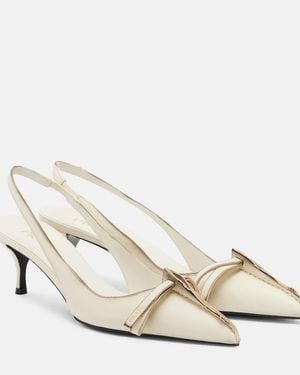 Prada Leather Slingback Court Shoes - Natural