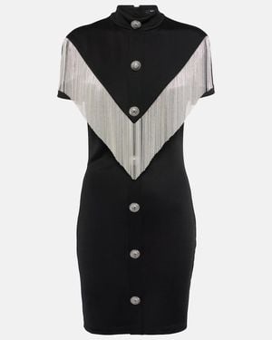 Balmain Fringed Mini Dress - Black