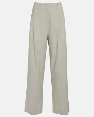 The Row Gaugin High-Rise Wide-Leg Cotton Trousers - Grey