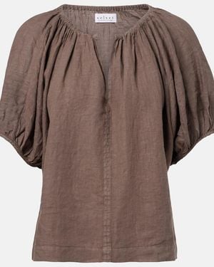 Velvet Cosette Linen Blouse - Brown