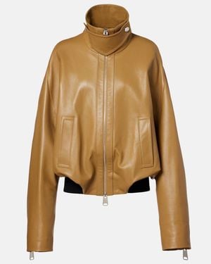 KHAITE Oversized Leather Jacket - Natural