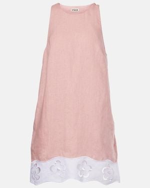 STAUD Mika Linen Minidress - Pink