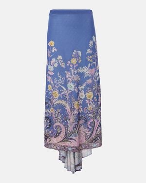 Etro Printed Asymmetric Maxi Skirt - Blue