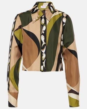 PUCCI Pesci Cropped Silk Shirt - Green