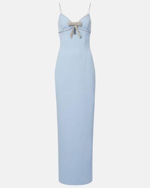 Rebecca Vallance Bow-Detail Embellished Crepe Gown - Blue