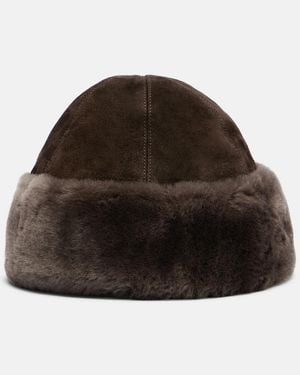 Nour Hammour Toki Suede And Shearling Hat - Brown