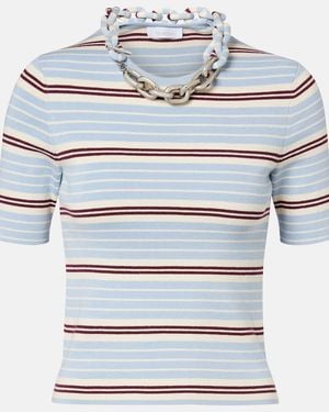 Rabanne Chain-Detail Silk And Cotton-Blend Top - White