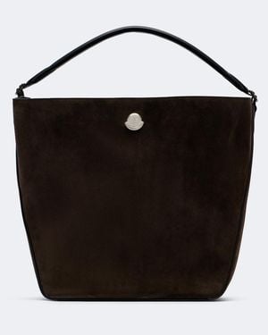 Moncler Schultertasche Carlo Aus Veloursleder - Schwarz