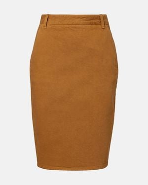 Saint Laurent Cotton Pencil Skirt - Brown