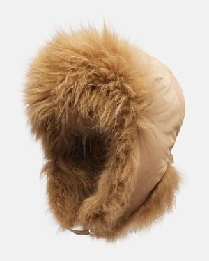 Yves Salomon Shearling-Trimmed Down Hat - Natural