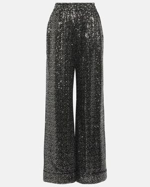 Dolce & Gabbana Sequinned Wide-Leg Pants - Gray