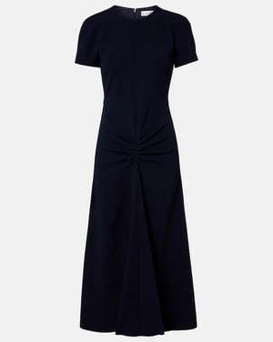 Victoria Beckham Gathered Jersey Midi Dress - Blue
